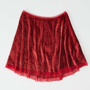 UO Velvet Red Mini Skirt